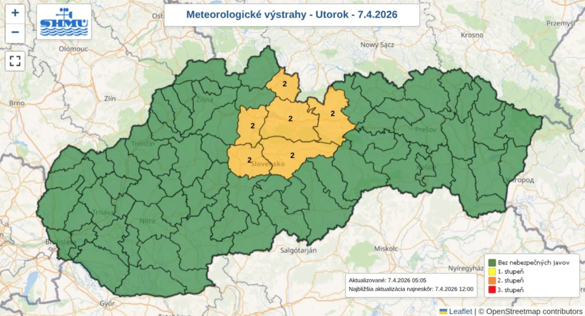 Výstraha SHMÚ pred víchricou